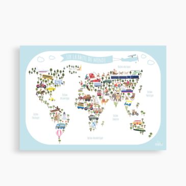 La carte ” Sur la route du monde…” XXL (50-70 cm)