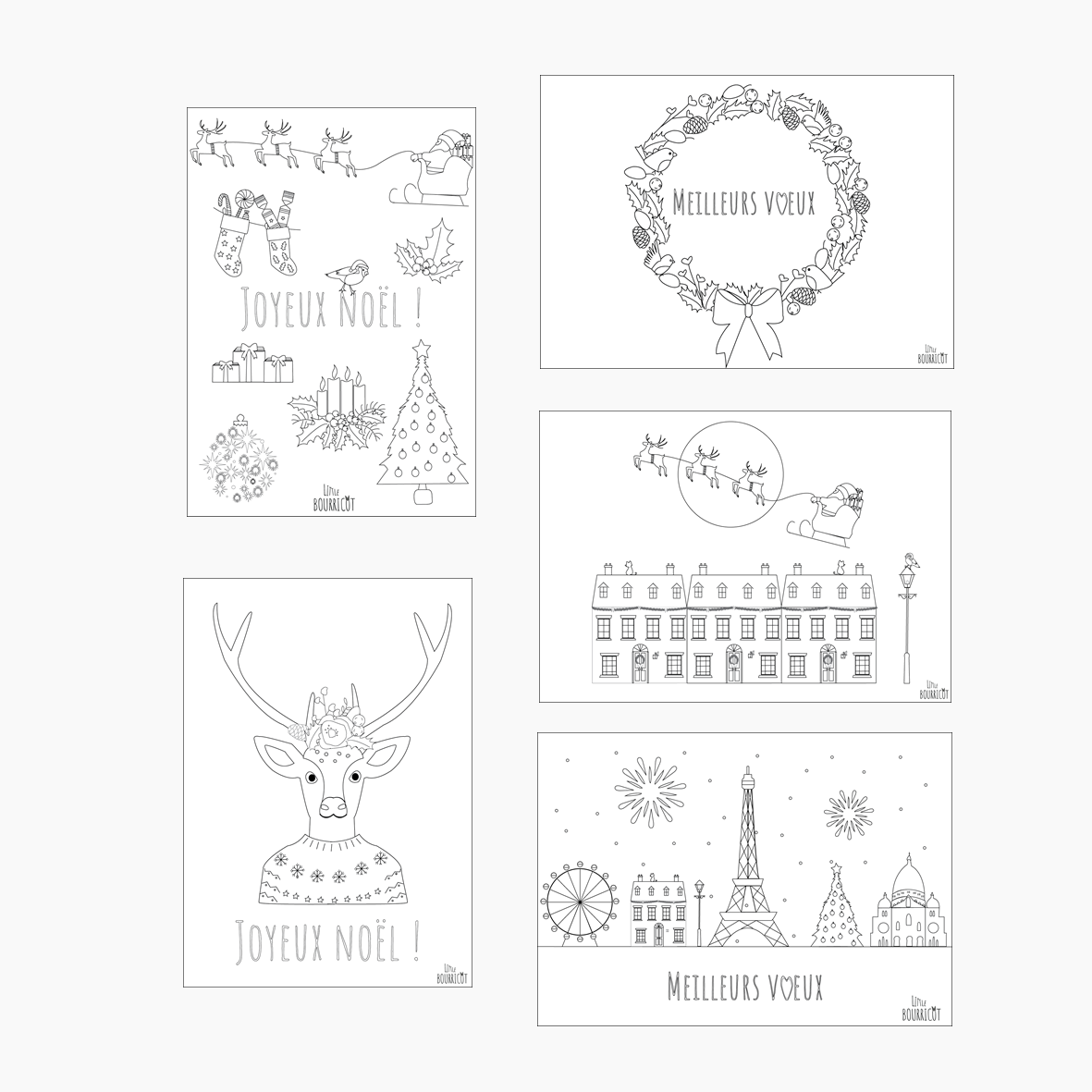 Carte De Noël à Imprimer Et Colorier Les cartes de Noël à colorier - Little bourricot